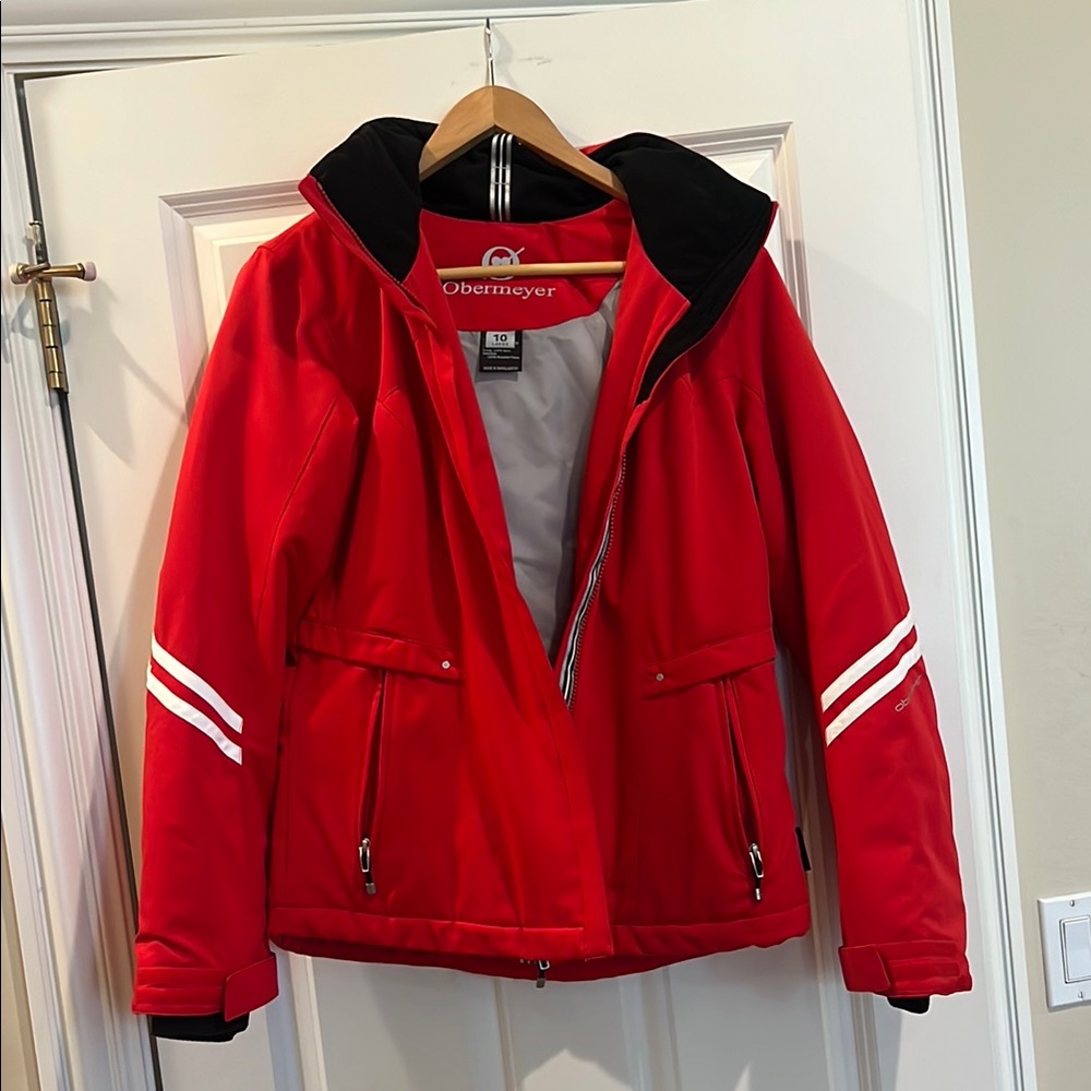 Obermeyer Crimson Jacket with White Stripes